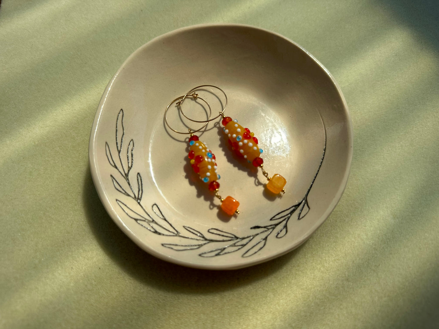 orange glass bead/orange agate