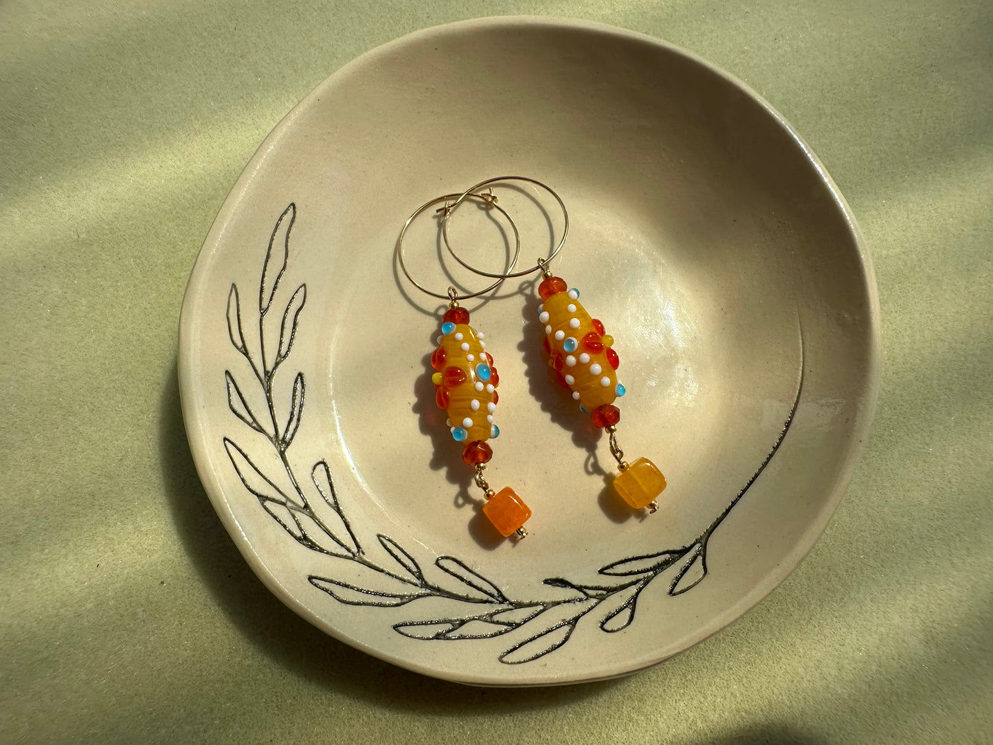 orange glass bead/orange agate