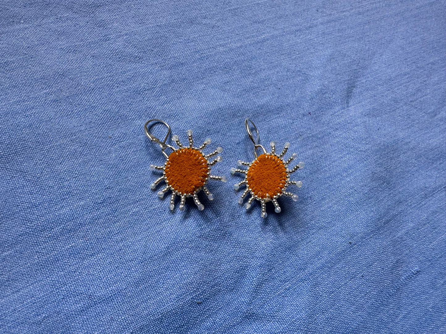 star earrings in baby pink & silver