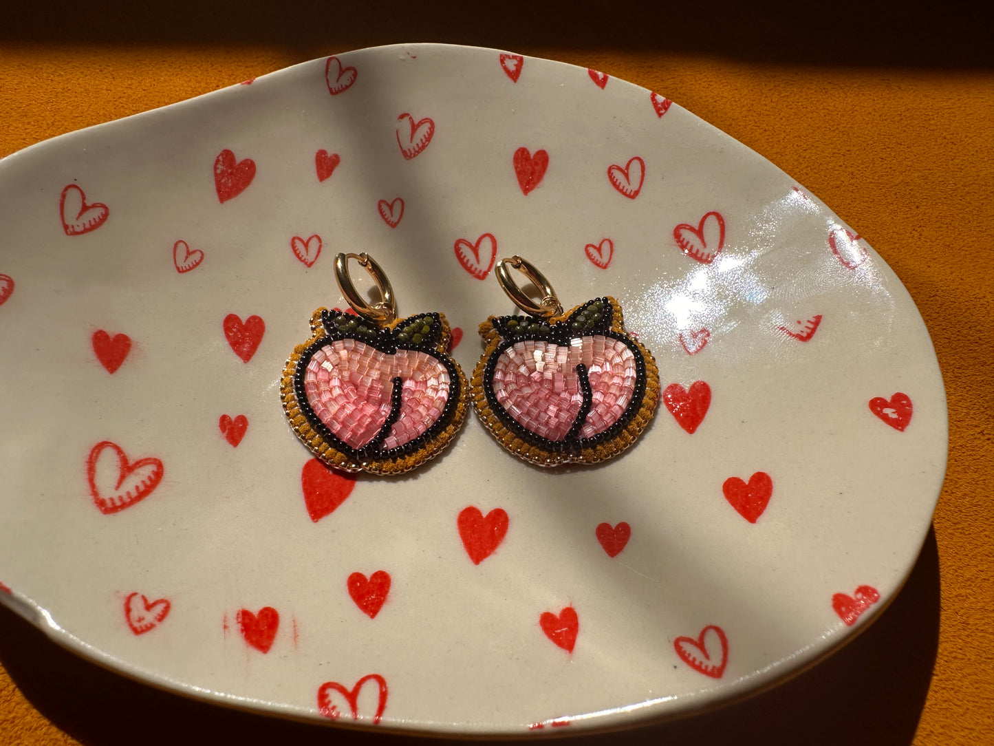 peach earrings w/ hoops