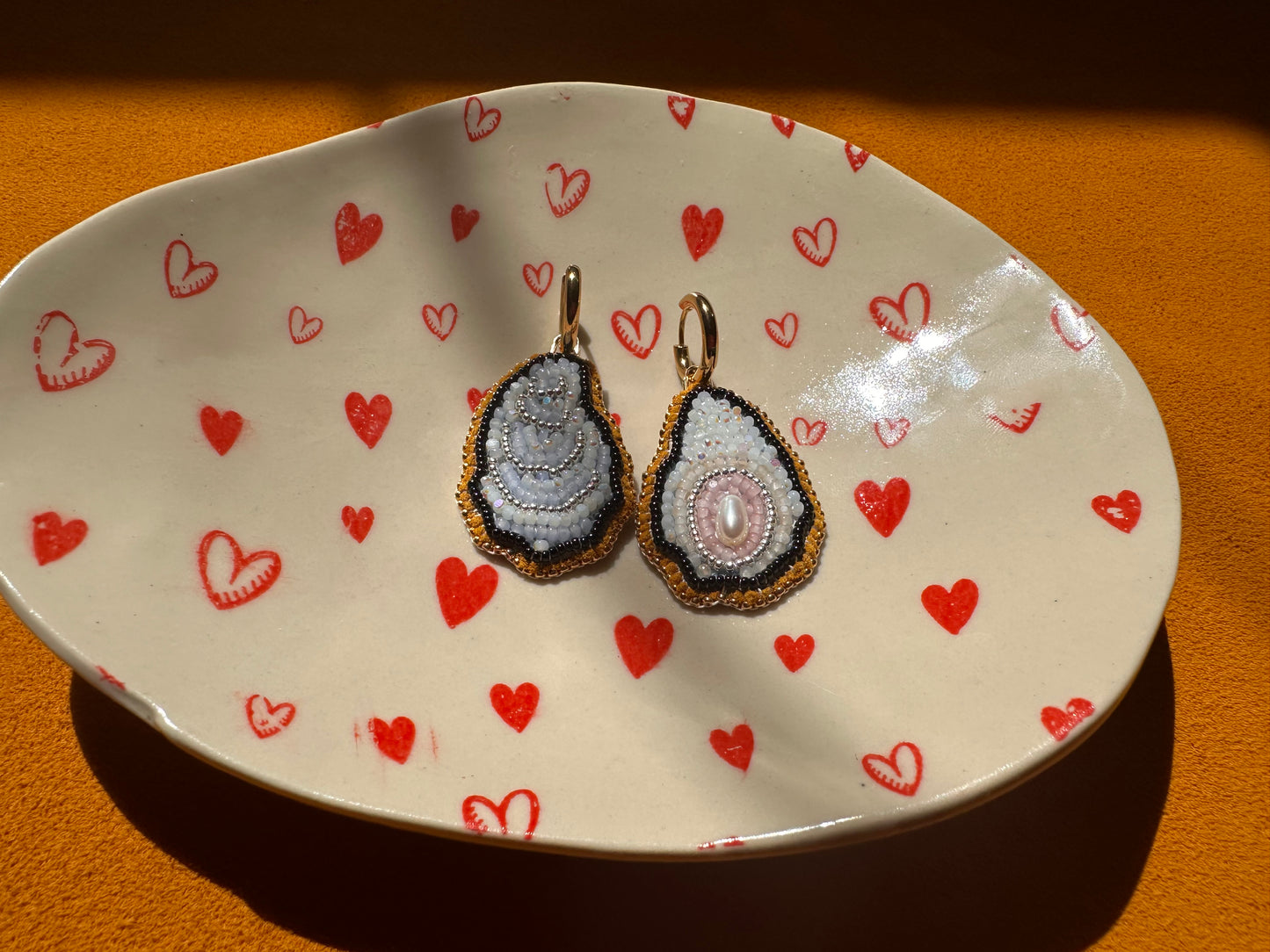 oyster earrings w/ hoops
