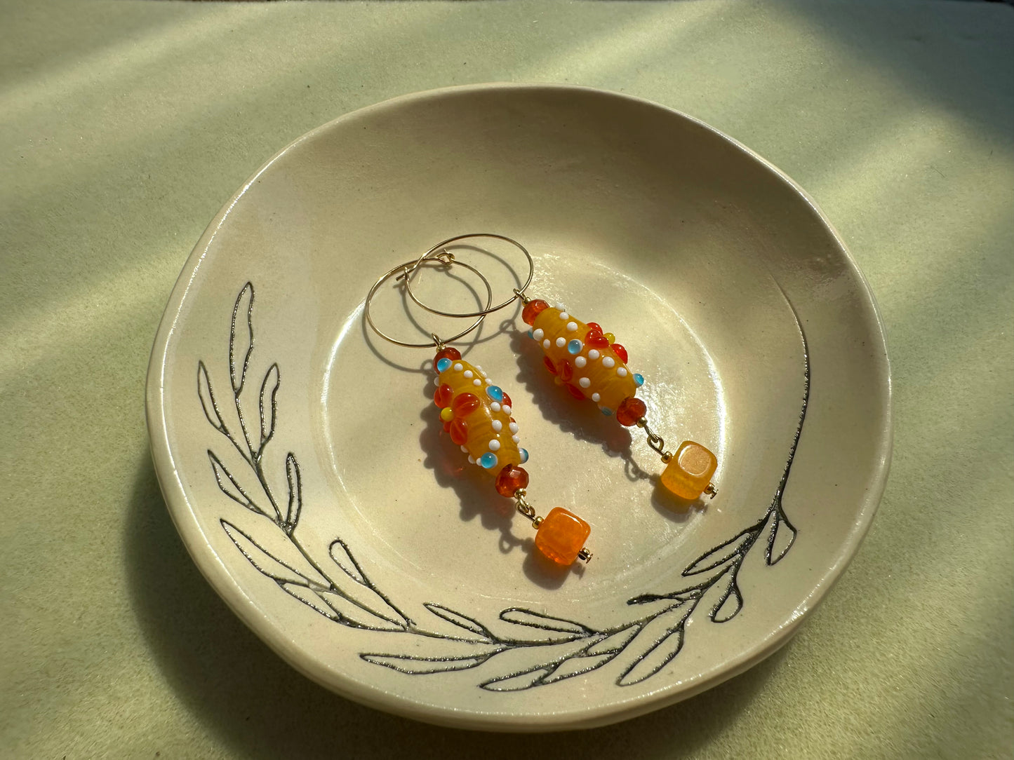 orange glass bead/orange agate