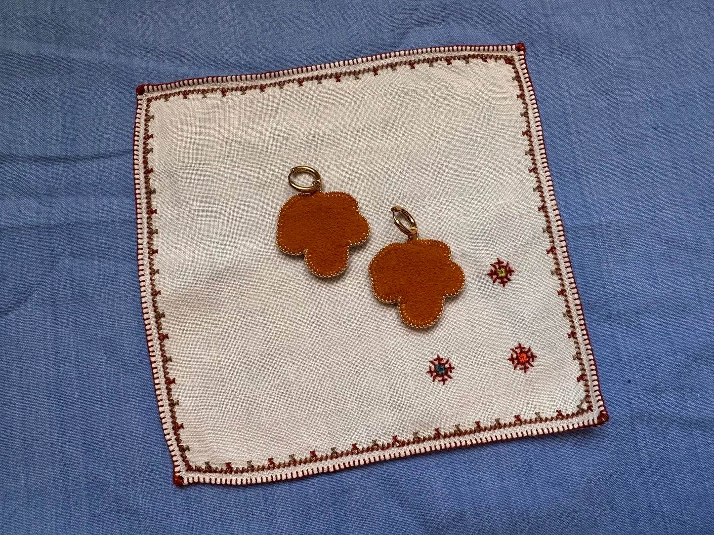 3 petal floral earrings in blueberry