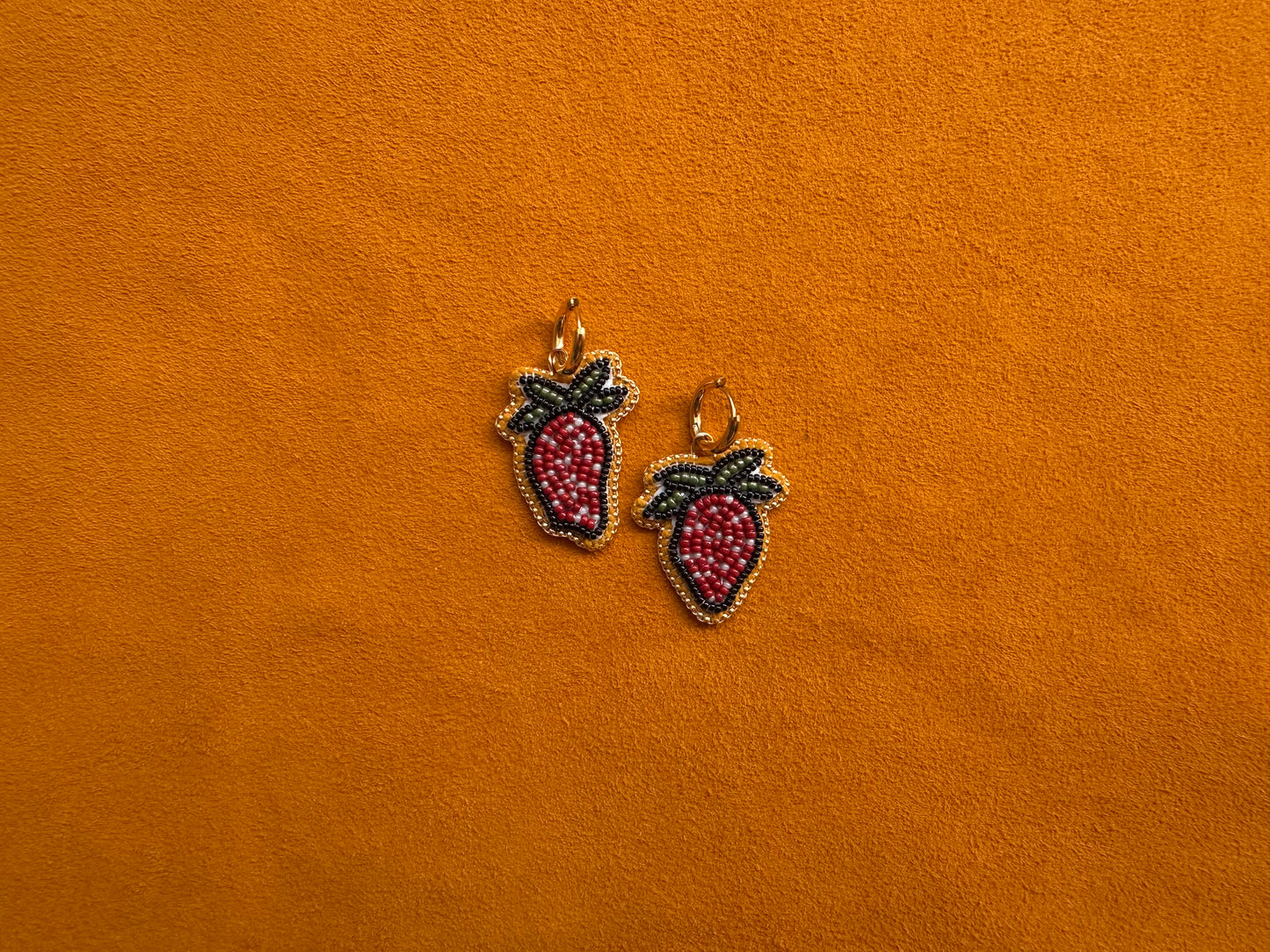 strawberry earrings w/ hoops