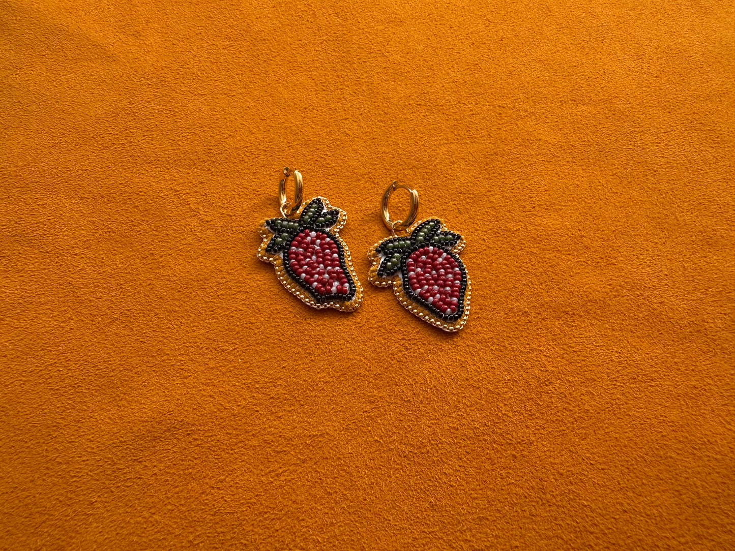 strawberry earrings w/ hoops