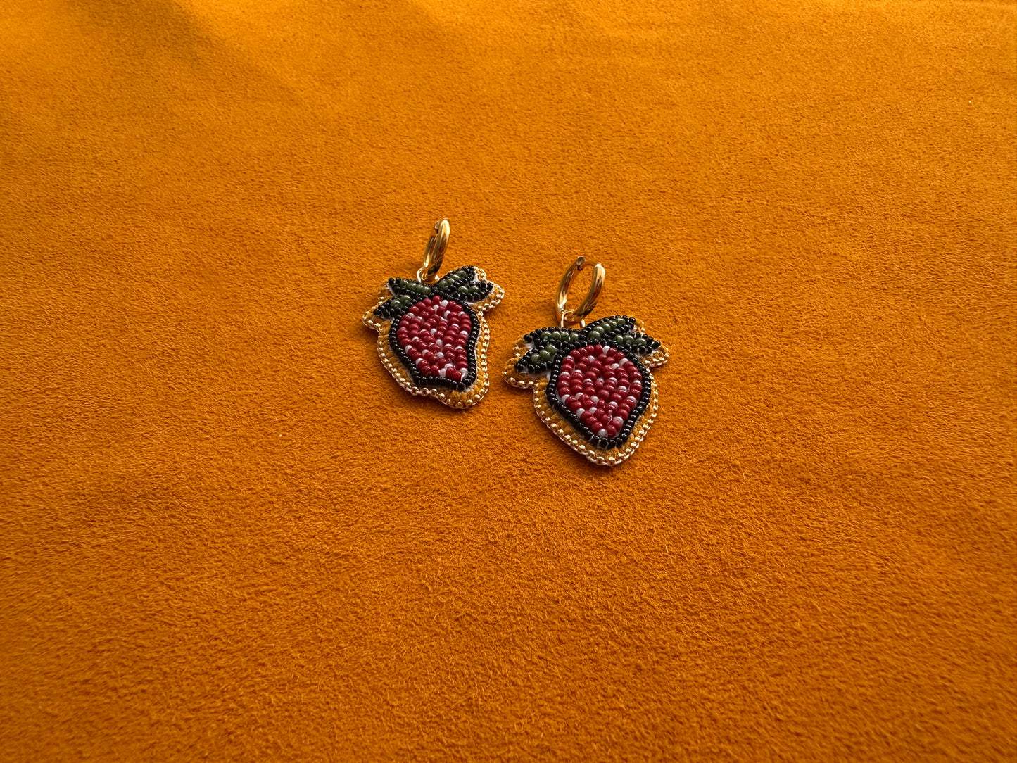 strawberry earrings w/ hoops