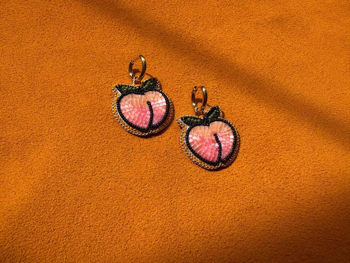 peach earrings w/ hoops