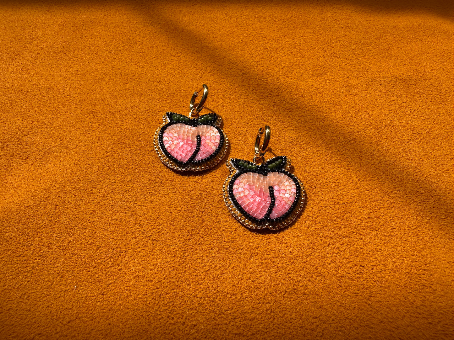 peach earrings w/ hoops