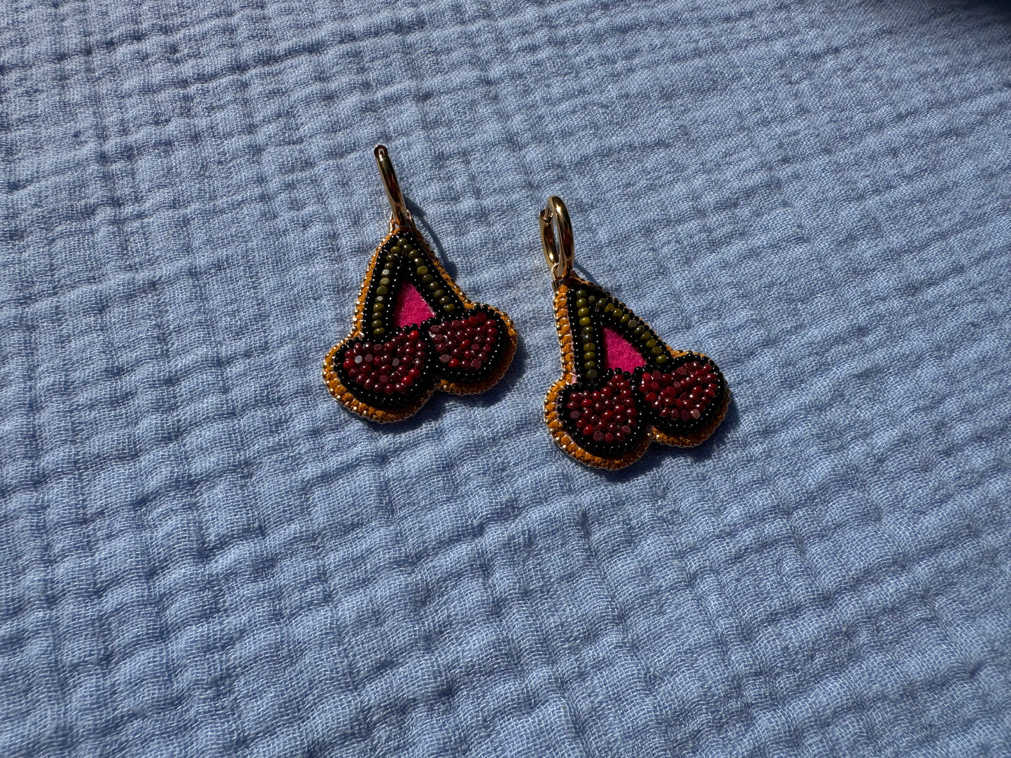 cherry earrings w/ hoops
