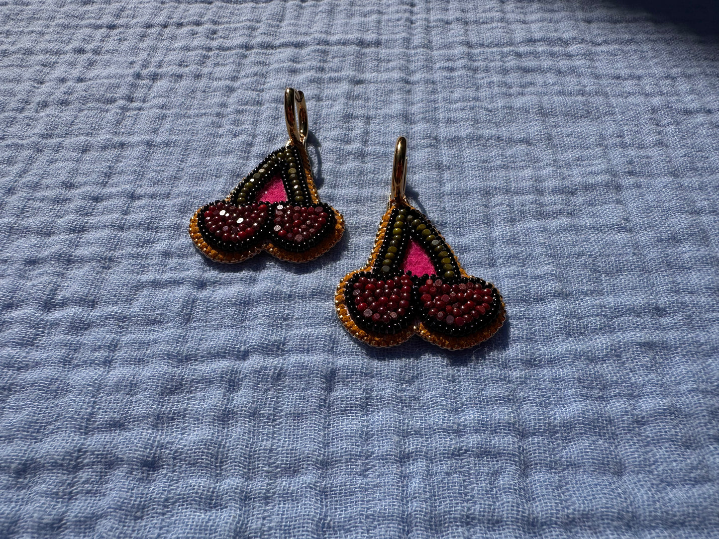 cherry earrings w/ hoops