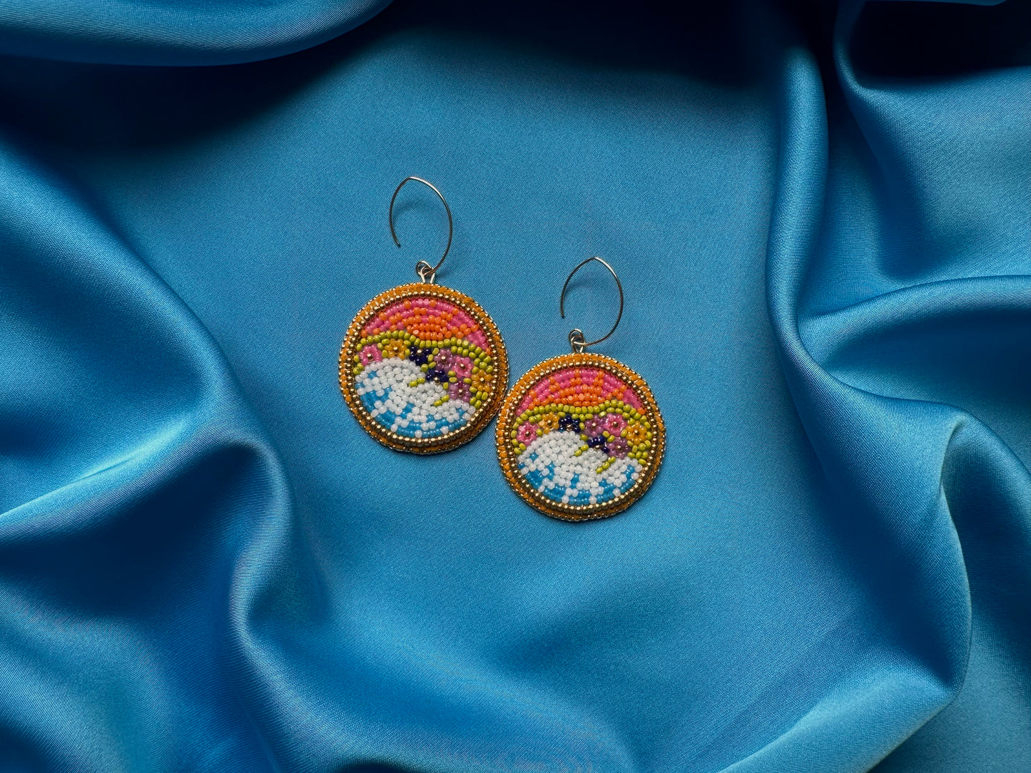 landscape earrings in wildflowers