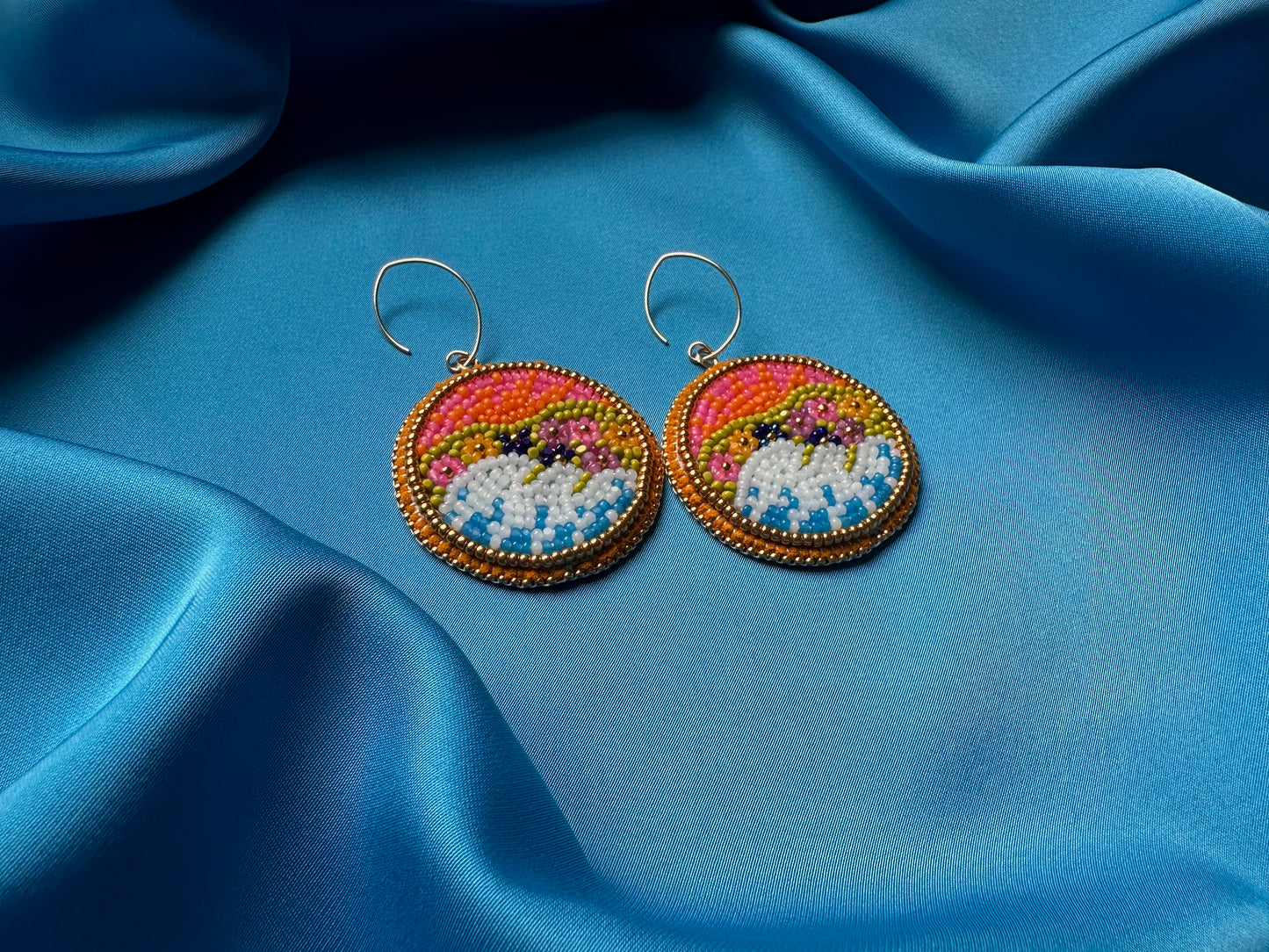 landscape earrings in wildflowers