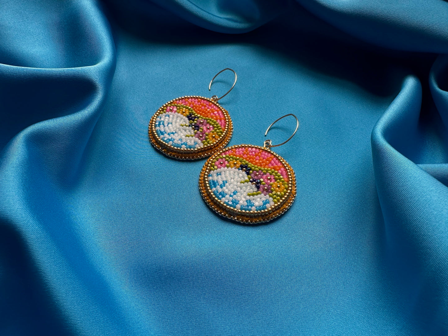 landscape earrings in wildflowers