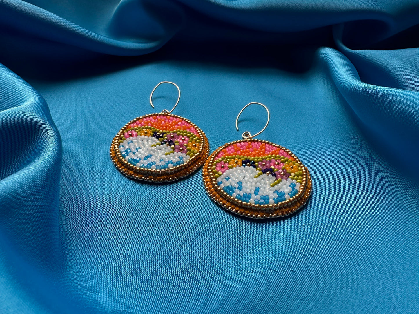 landscape earrings in wildflowers