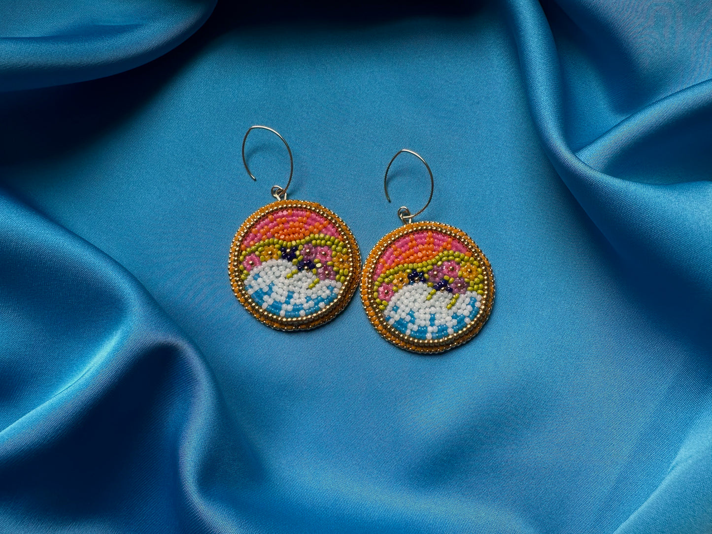 landscape earrings in wildflowers