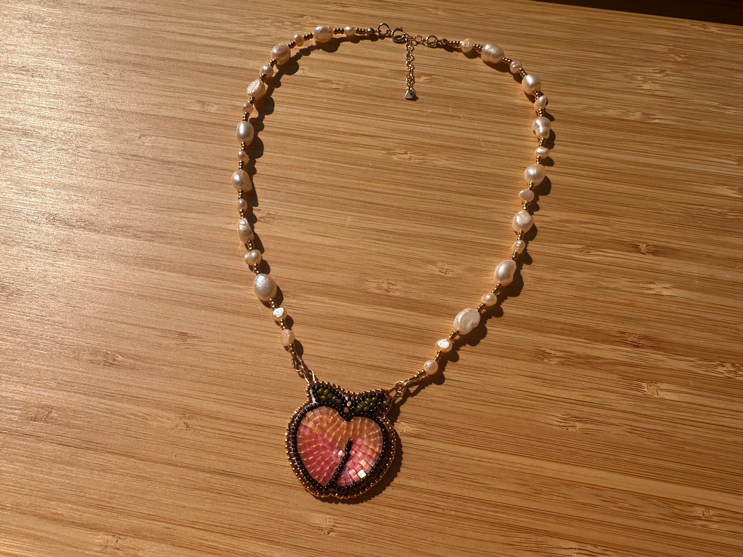 peach necklace