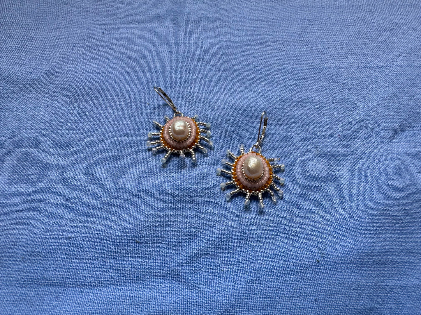 star earrings in baby pink & silver