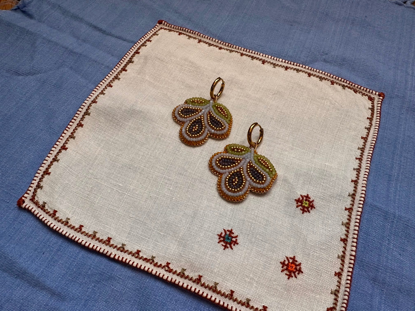 3 petal floral earrings in blueberry