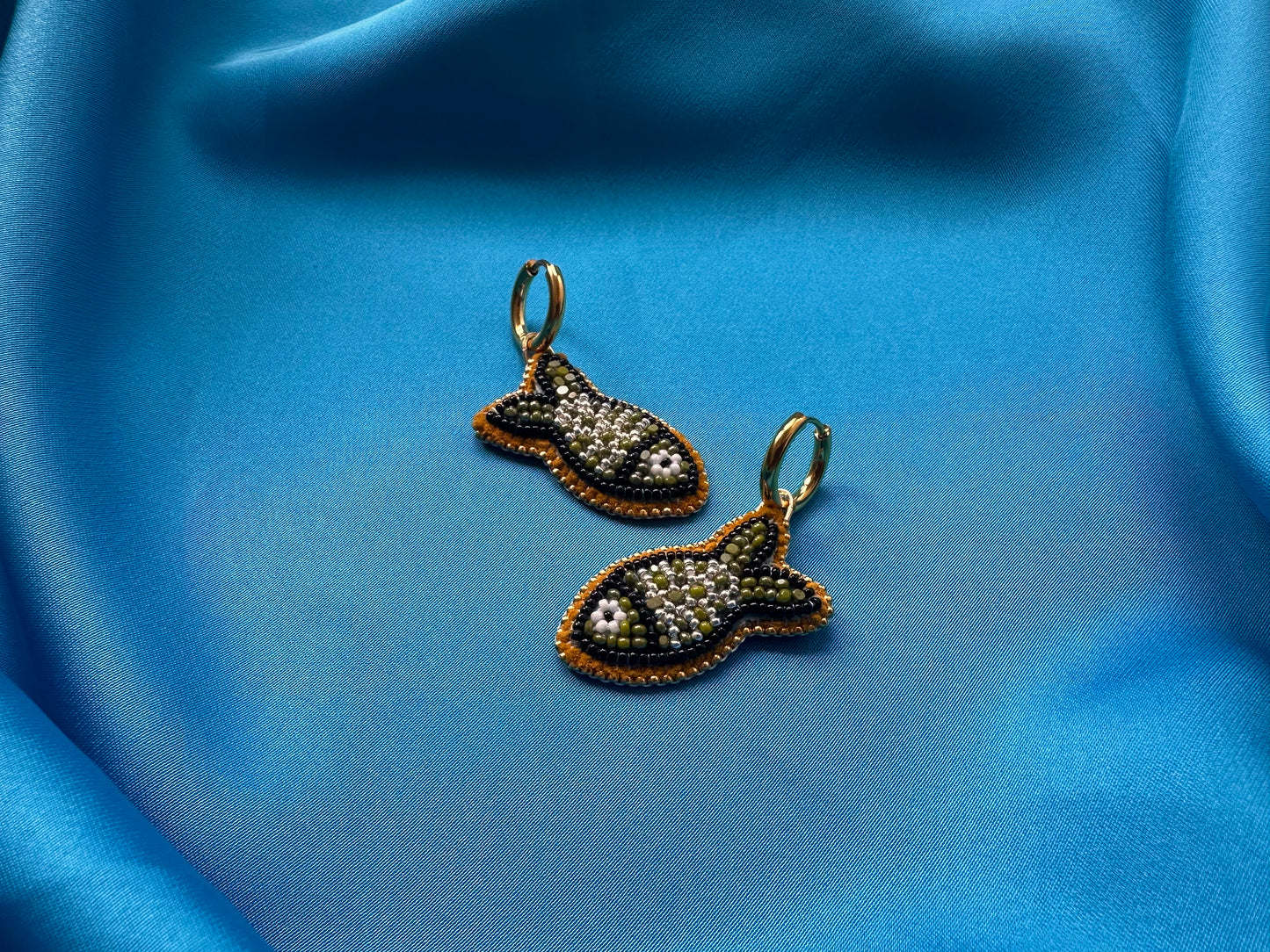 olive fish earrings