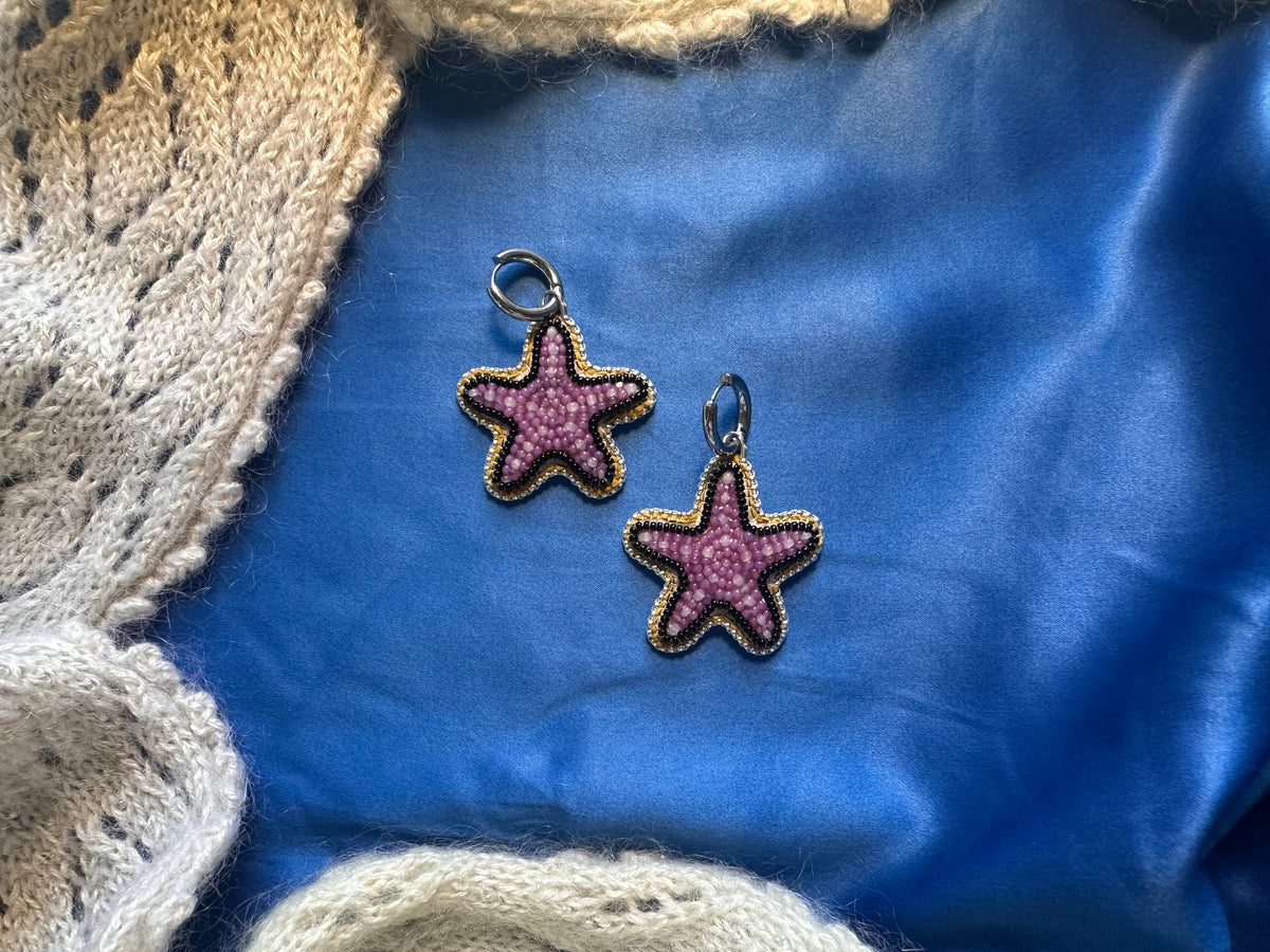 purple starfish earrings