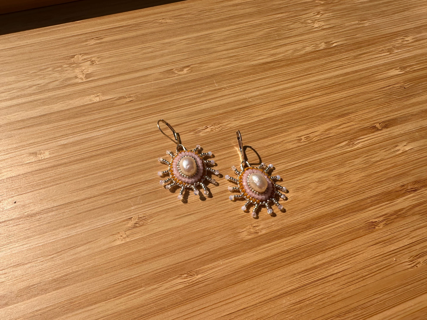 star earrings in baby pink & silver