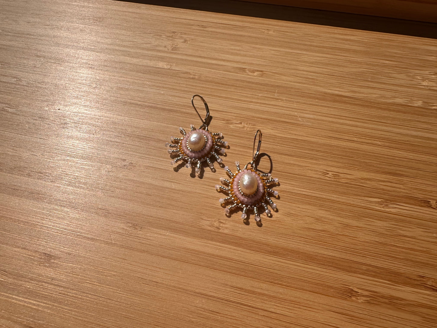 star earrings in baby pink & silver