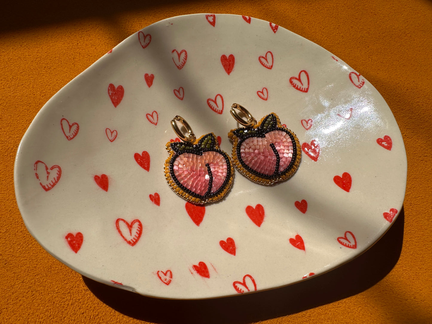 peach earrings w/ hoops