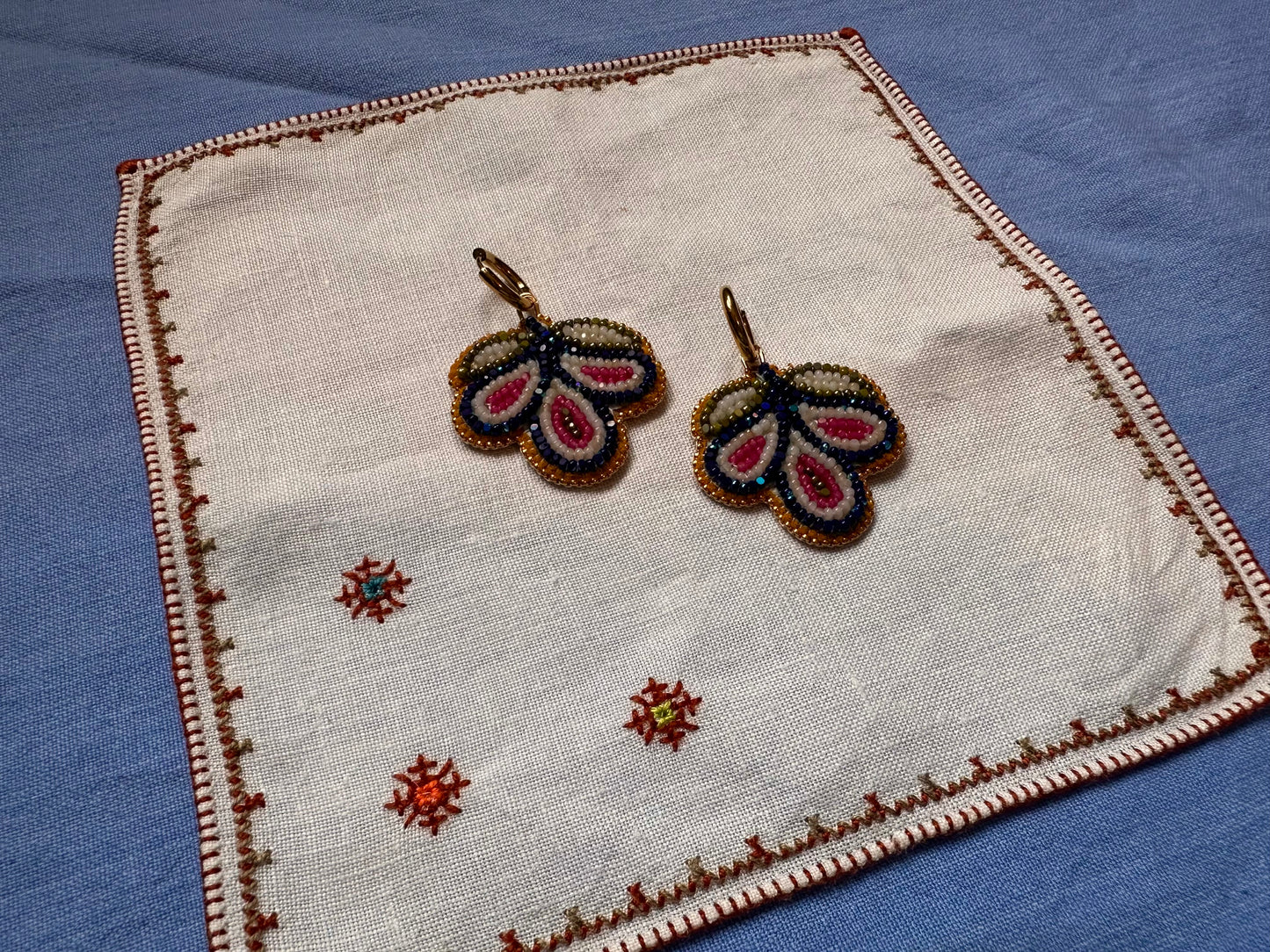 3 petal florals in cobalt