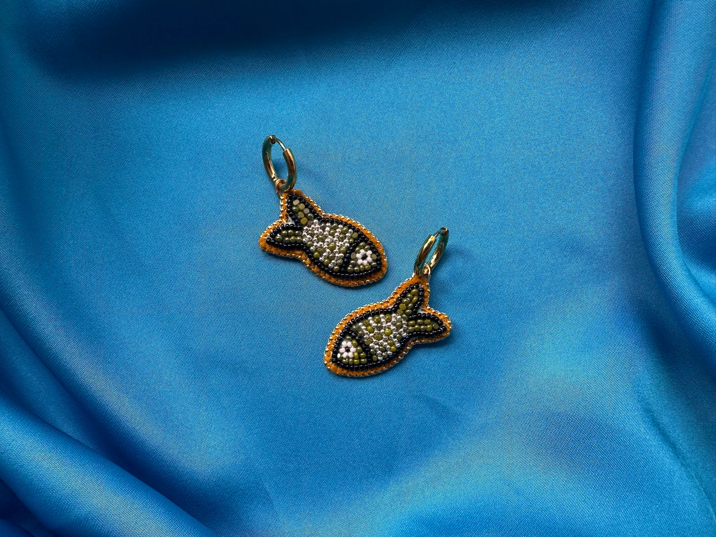 olive fish earrings