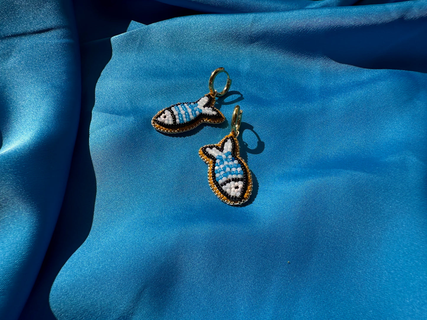 blue fish earrings
