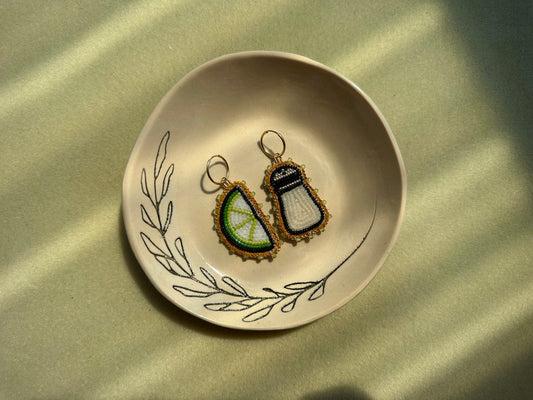 lime & salt shaker earrings
