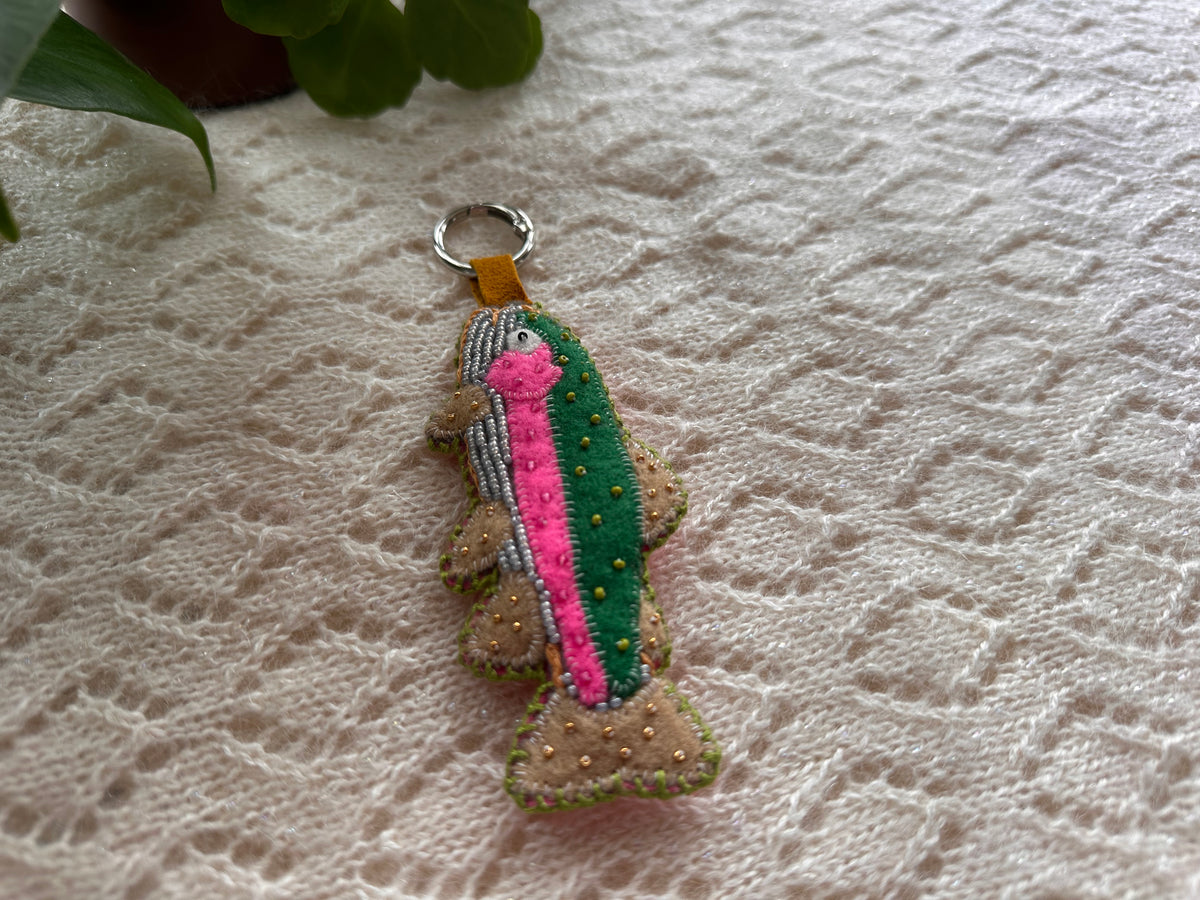 felt rainbow trout bag charm/keychain