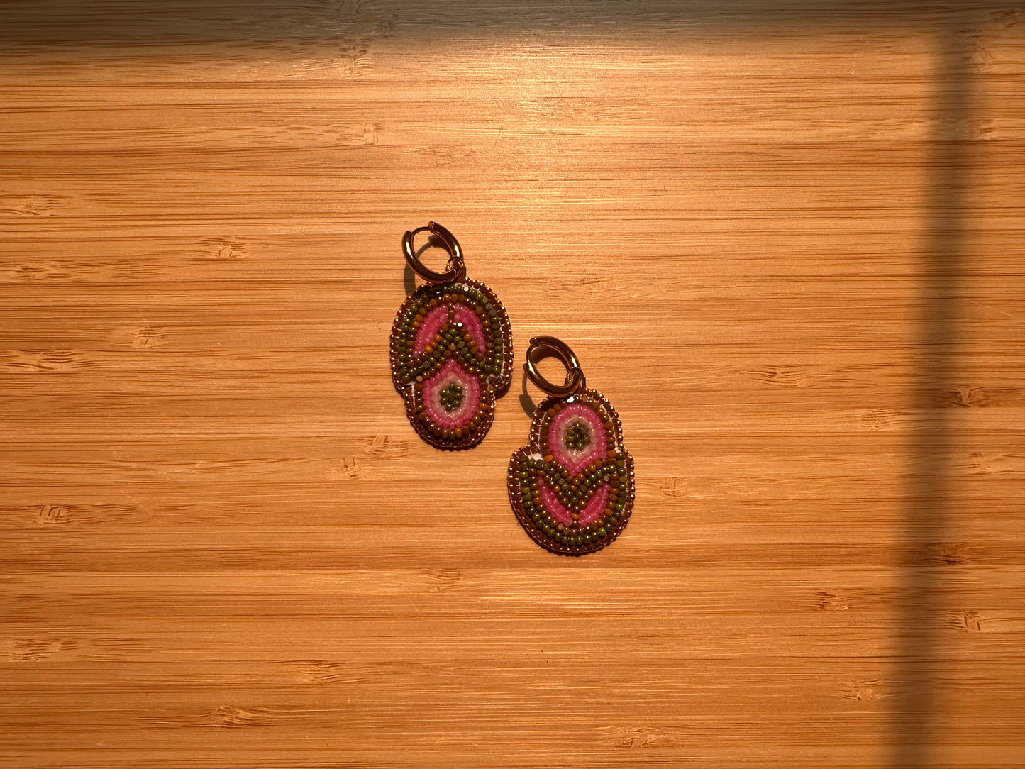 floral buds in olive & pink