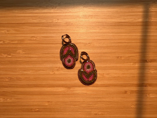floral buds in olive & pink