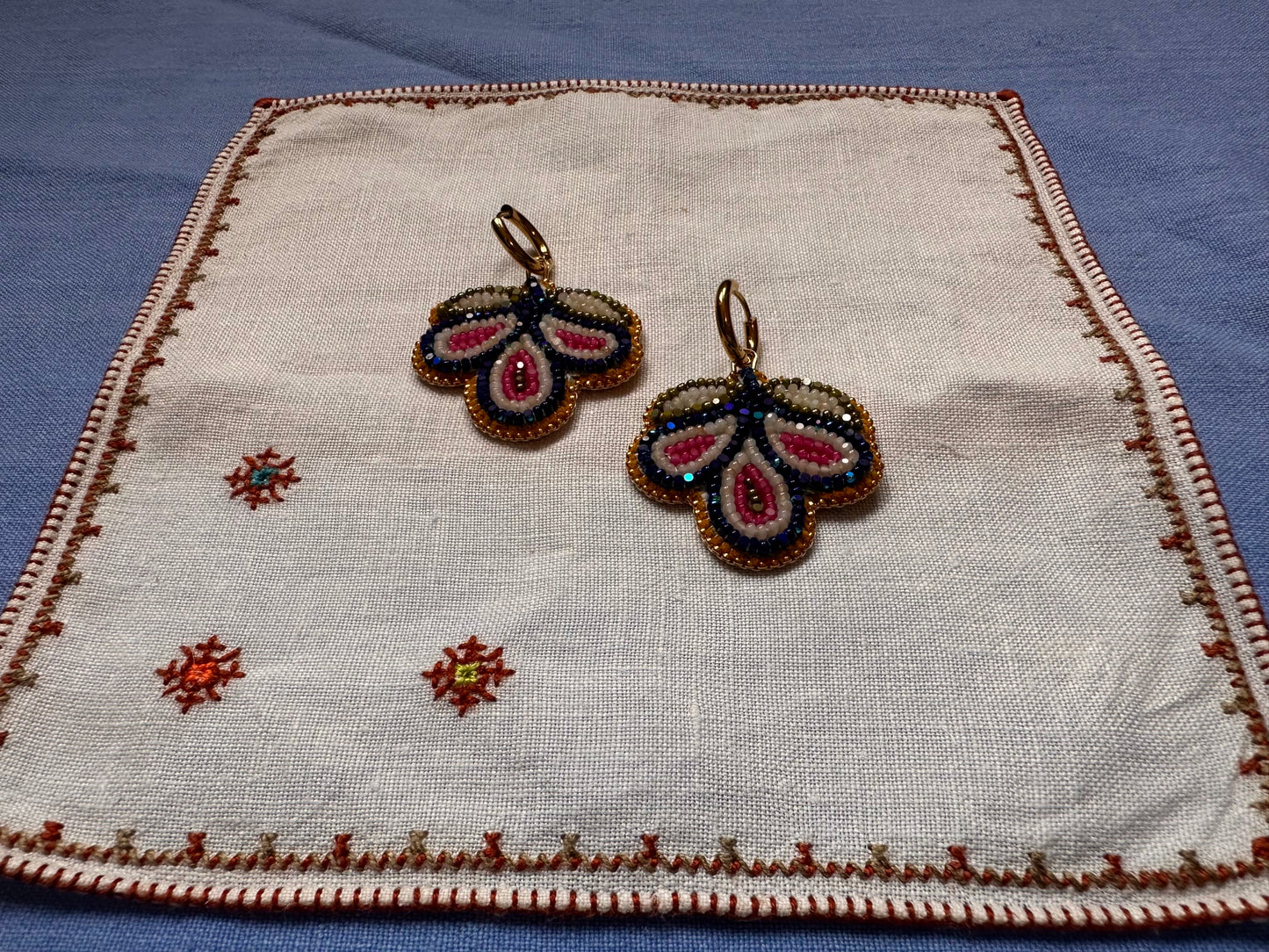 3 petal florals in cobalt