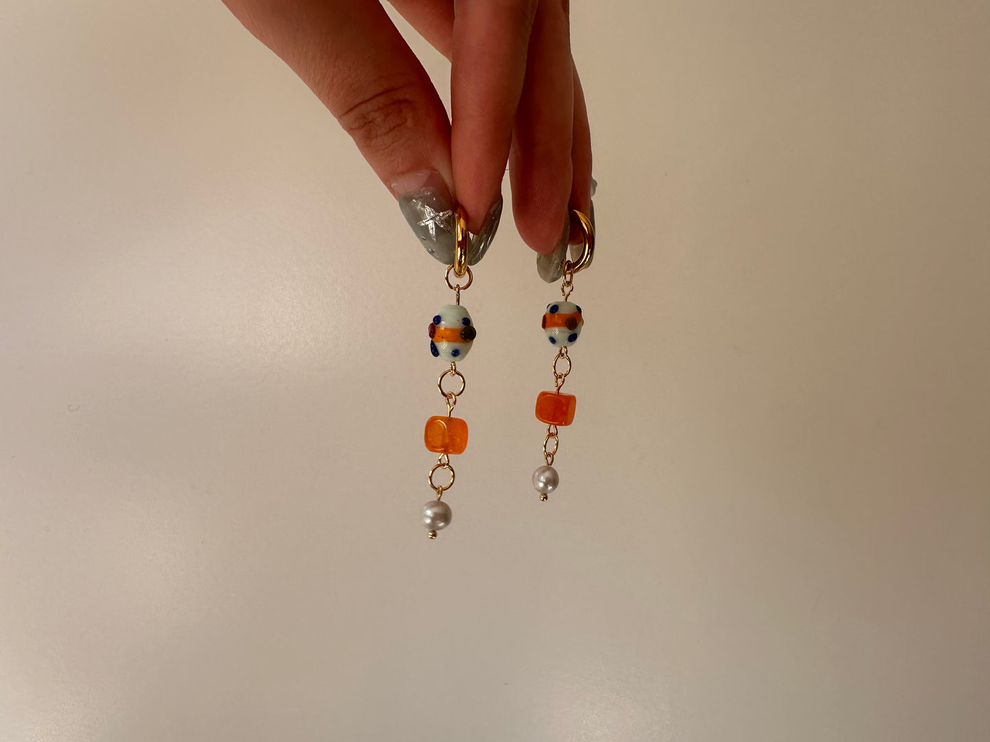 agate & pearl huggies