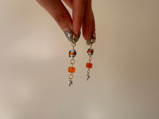 agate & pearl huggies