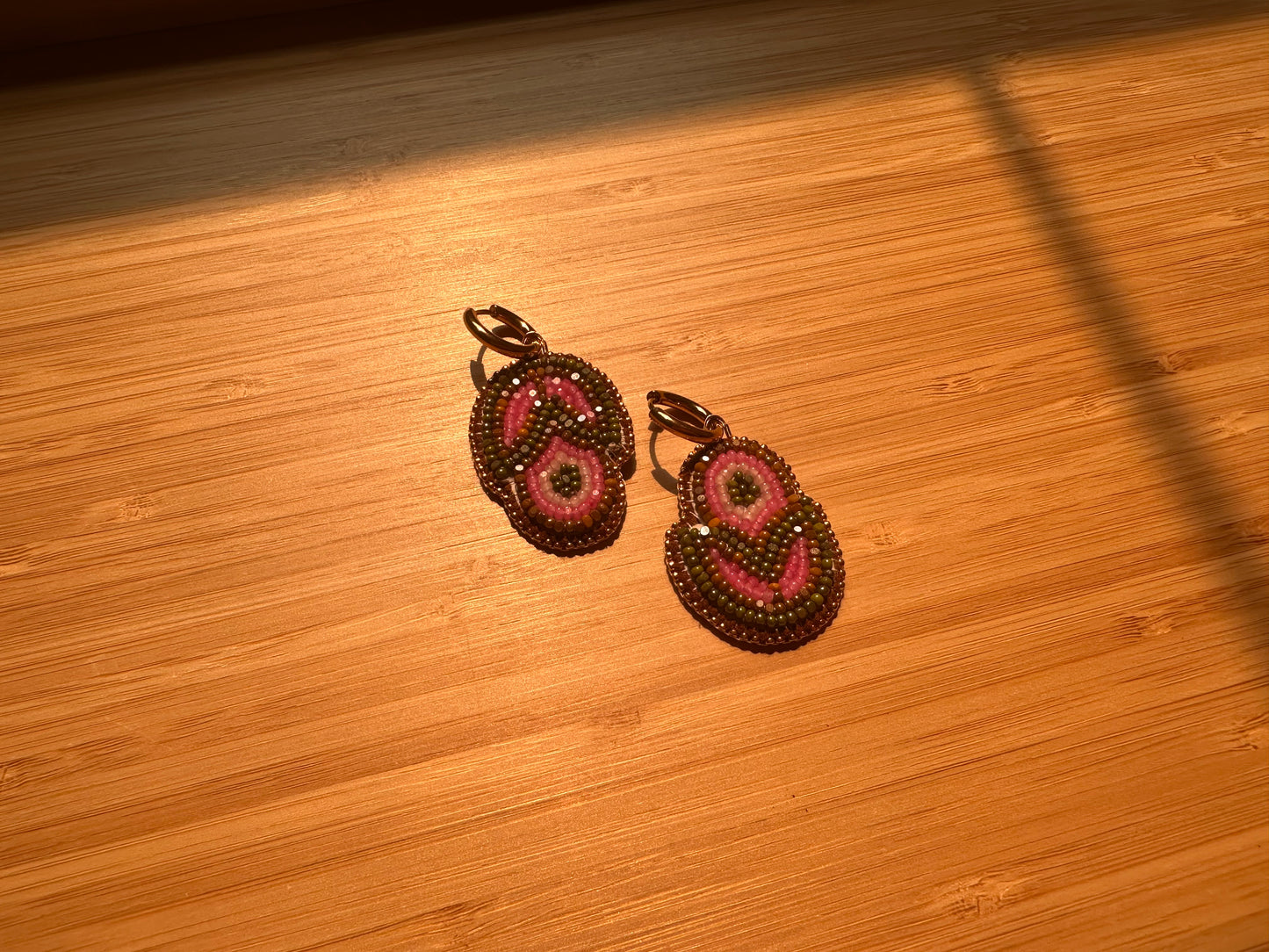 floral buds in olive & pink