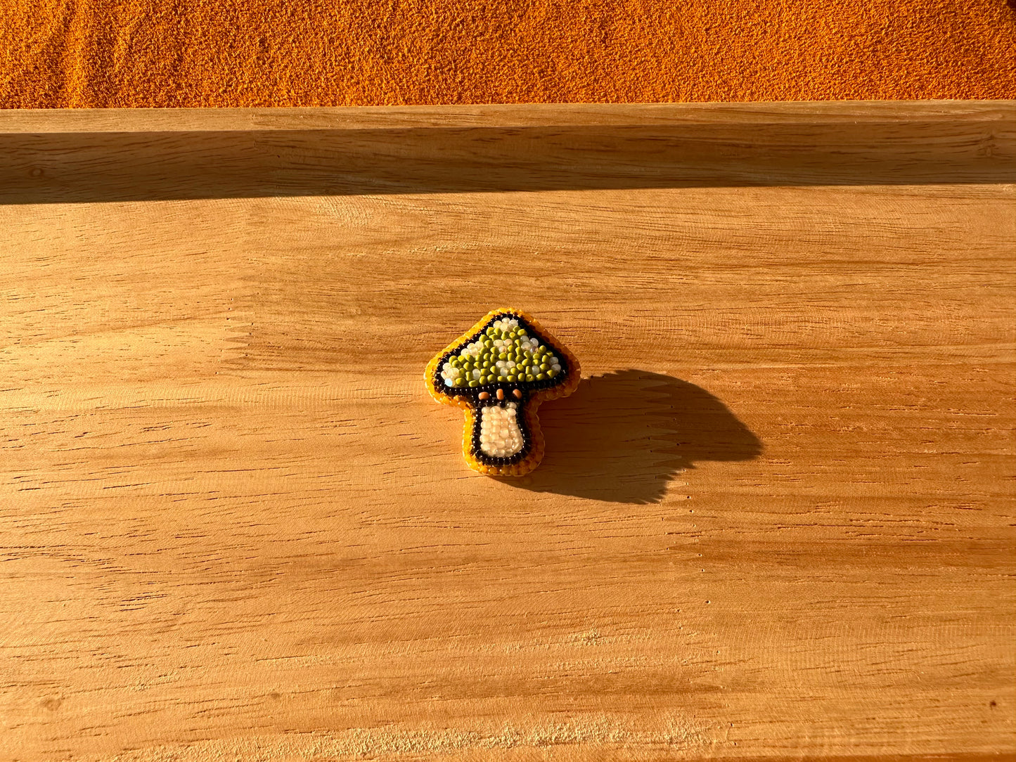 mushroom pin in green & white