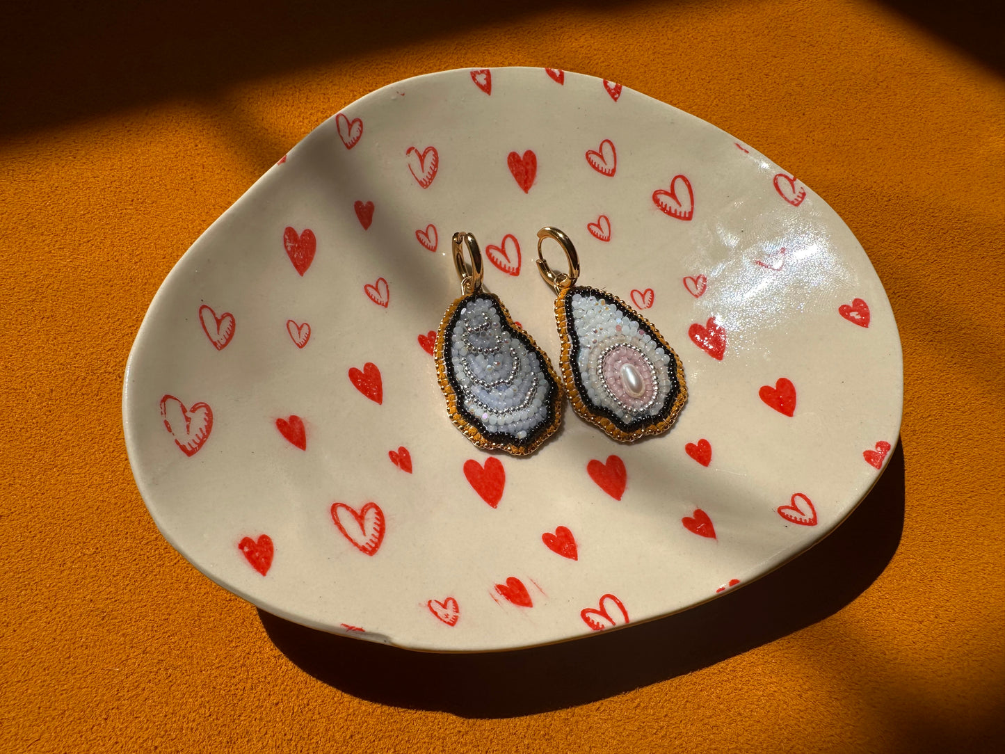 oyster earrings w/ hoops