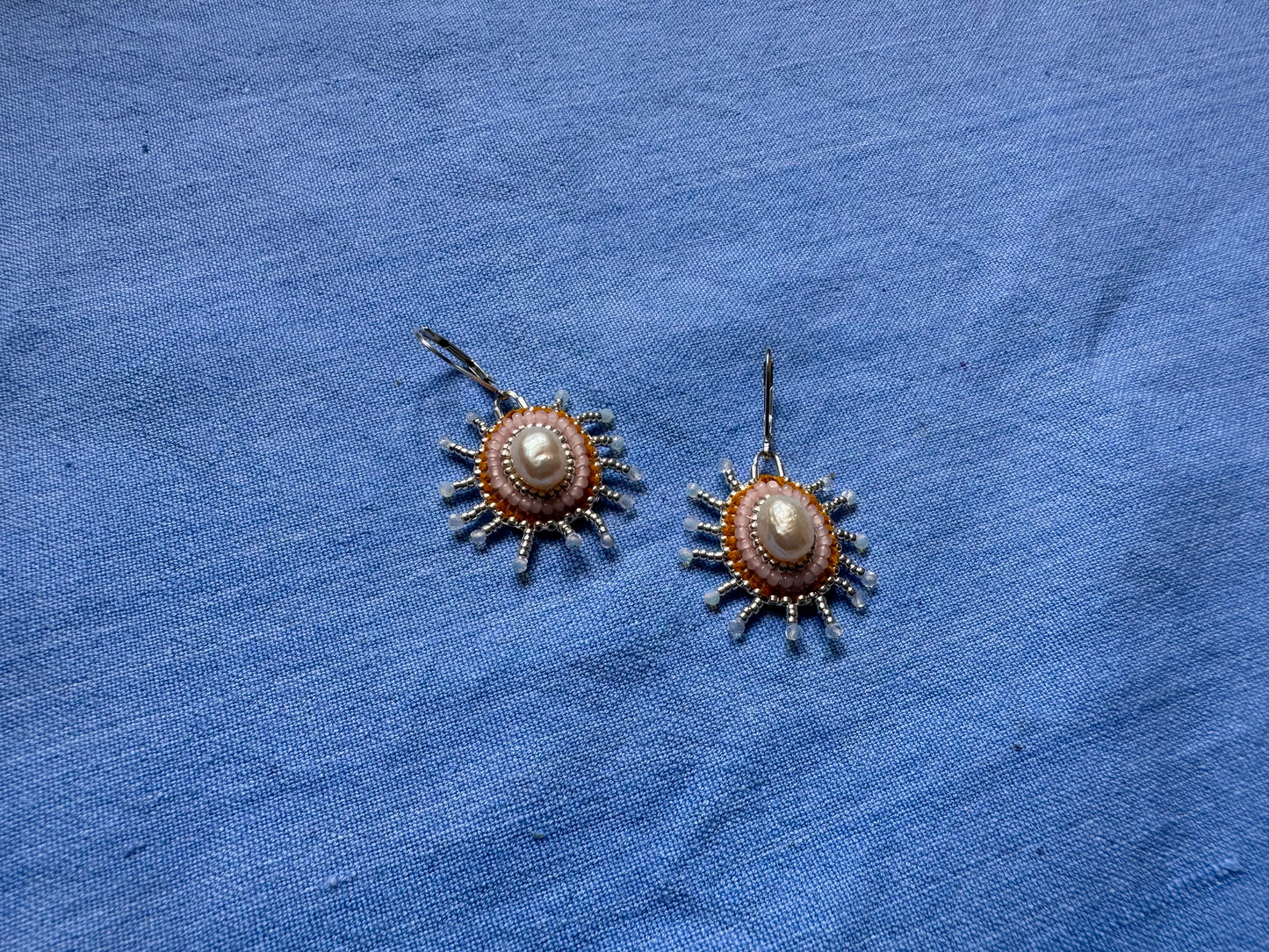 star earrings in baby pink & silver