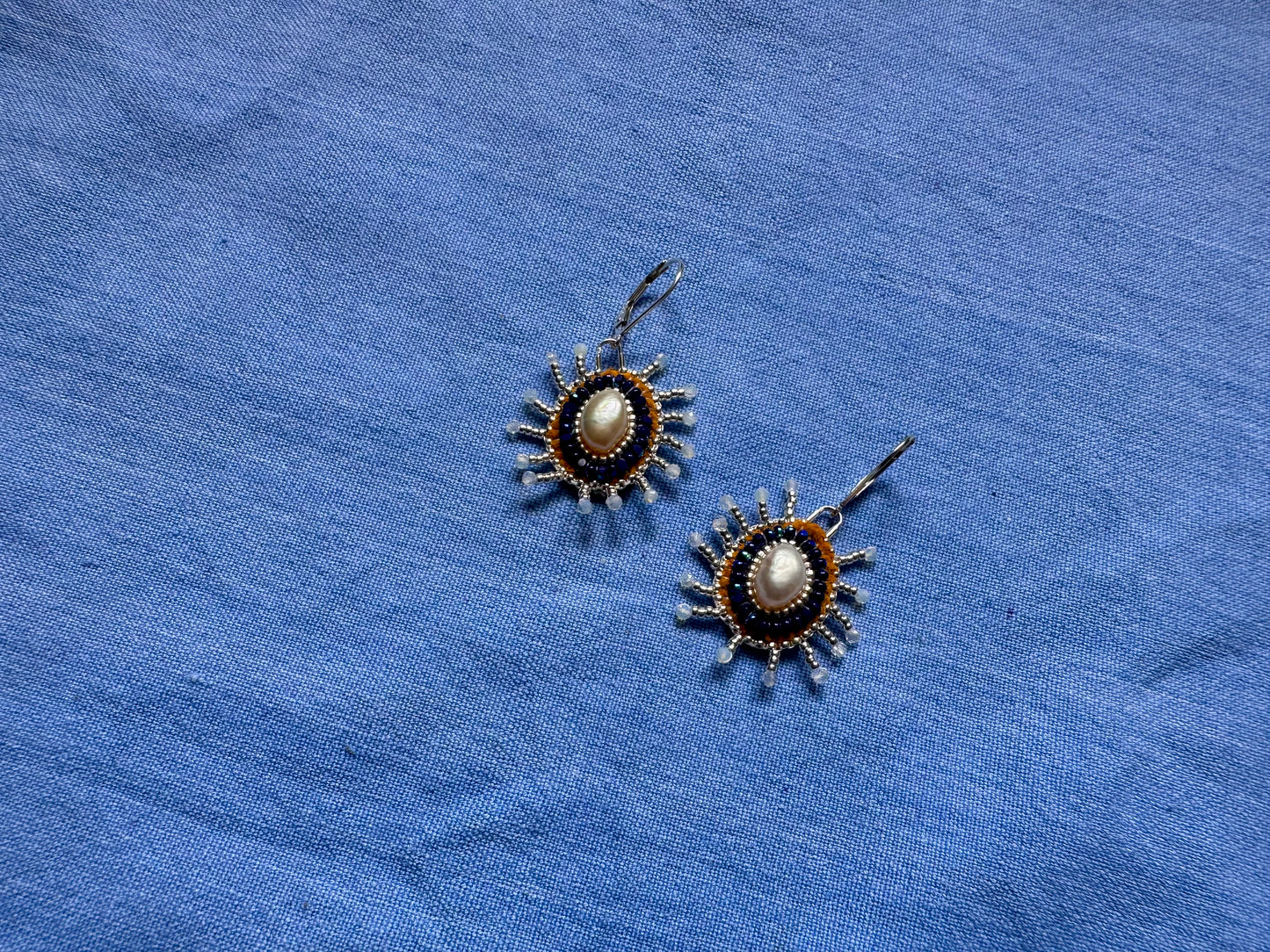 star earrings in cobalt & silver