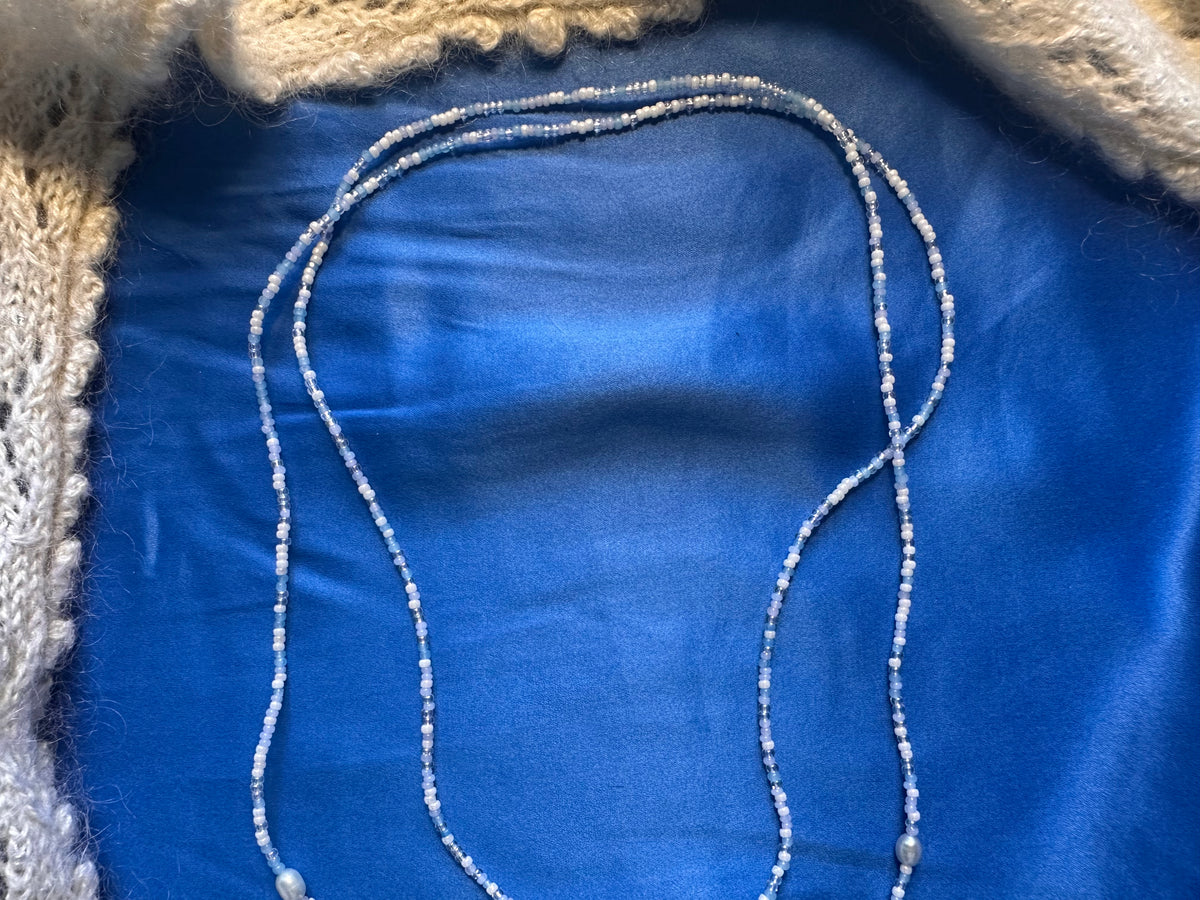 blue shell lariat necklace