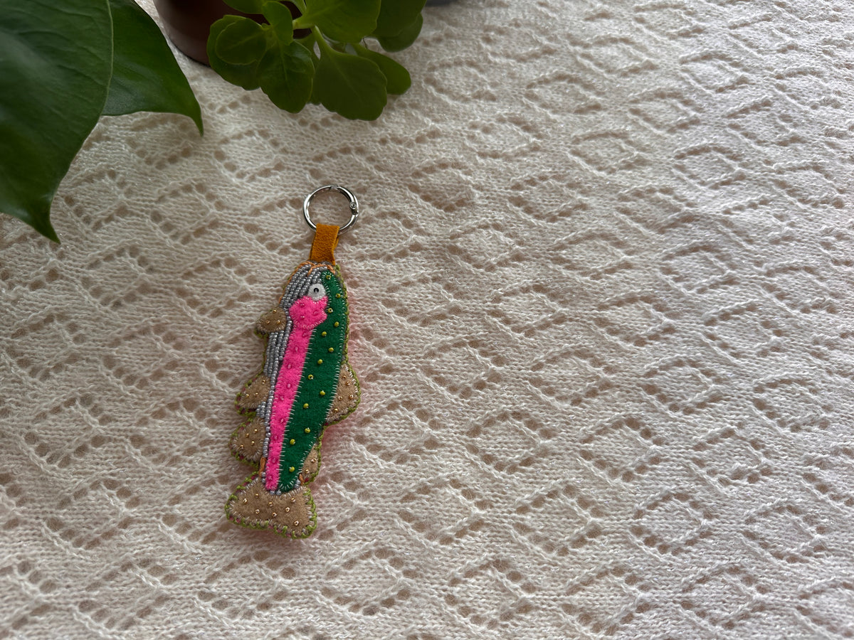 felt rainbow trout bag charm/keychain