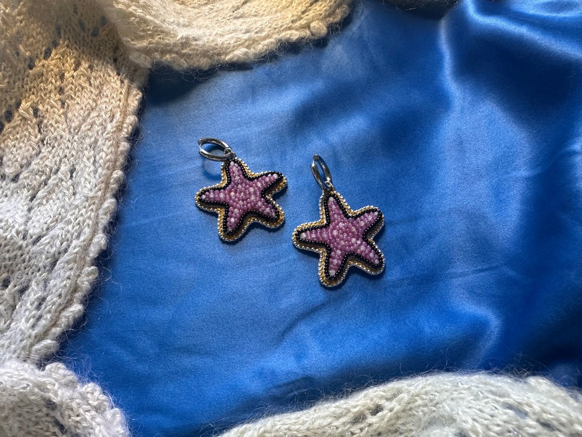 purple starfish earrings