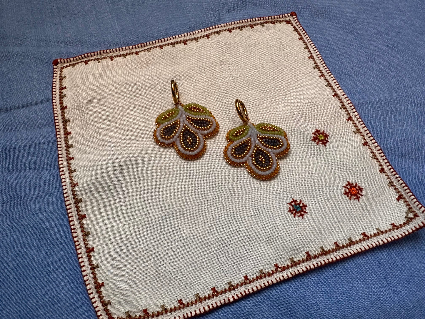 3 petal floral earrings in blueberry