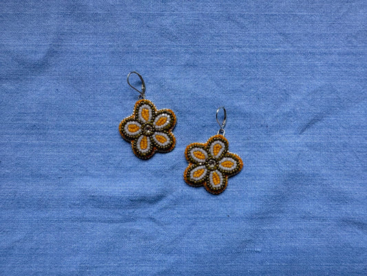 mini floral earrings in olive & powder blue