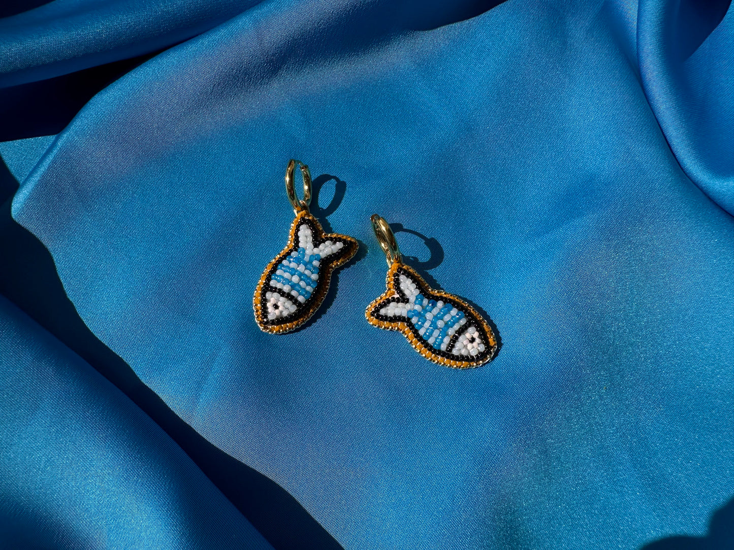 blue fish earrings