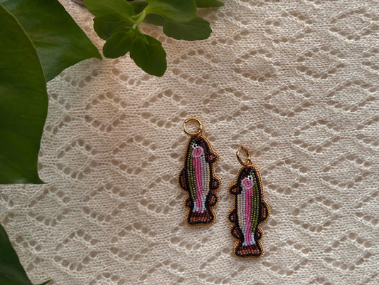 rainbow trout earrings w gold