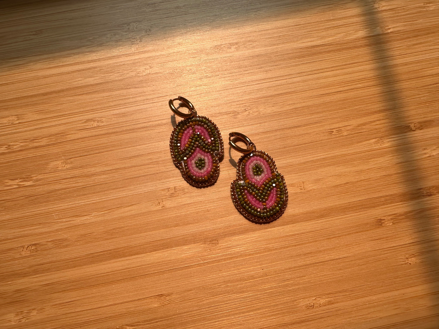 floral buds in olive & pink